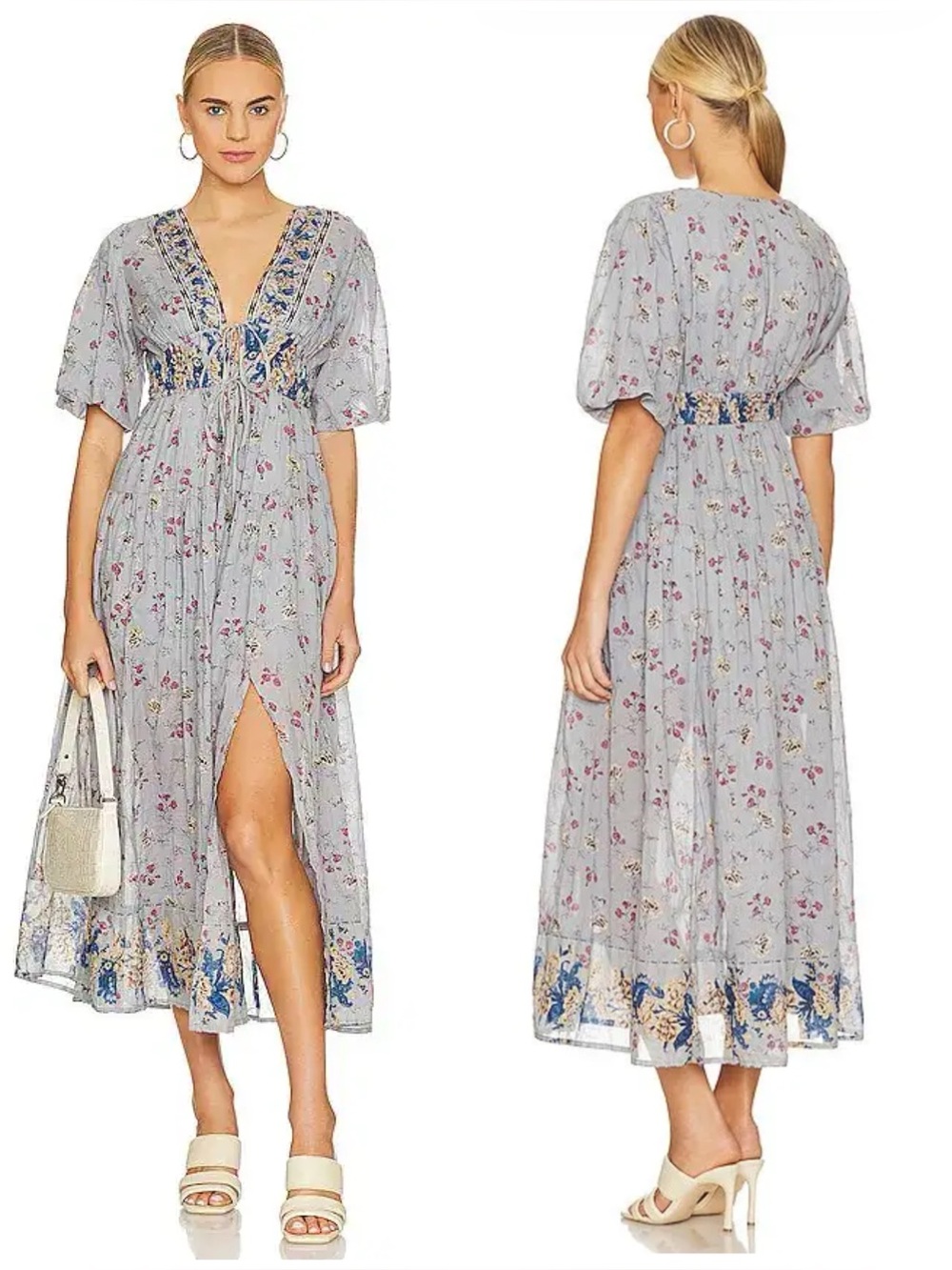 Free People Lysette Maxi Dress in Bluebell Combo Size S